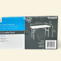 “Lifetime / Style Selections 4‑Ft Commercial Folding Table, 48 x 24, White Plastic, Indoor/Outdoor