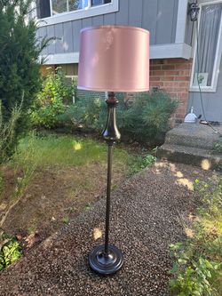 Floor Lamp with Pink Drum Shade
