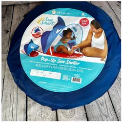 Sun Shelter Pop Up Shelter Shark Folds On The Go 6 Mo +Baby Beach Cover Blues Cover  2for $10