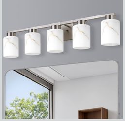 5-Light Bathroom Vanity Light, Modern Brushed Nickel, E26 Base