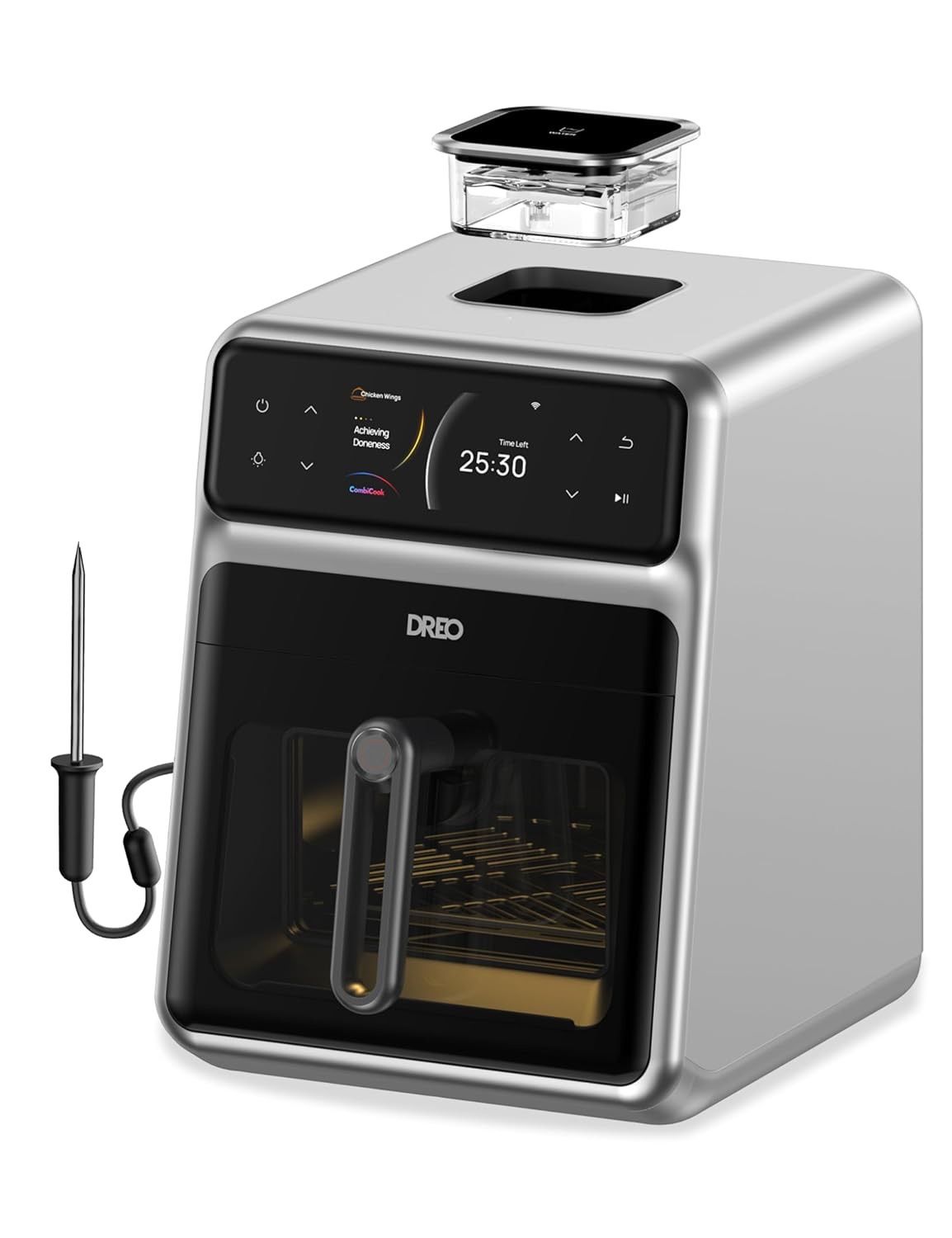 Dreo ChefMaker Combi Fryer, Cook like a pro with just the press of a button, Smart Air Fryer Cooker with Cook probe, Water Atomizer, 3 professional co