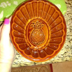 Ceramic Dish With Pineapple Imprint