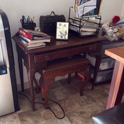 Antique Desk With Stool