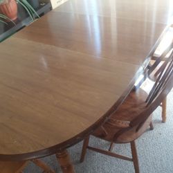 Big Wooden Dining Table With 3 Chairs 