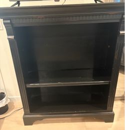 Black Wood Bookcase with Two Shelves