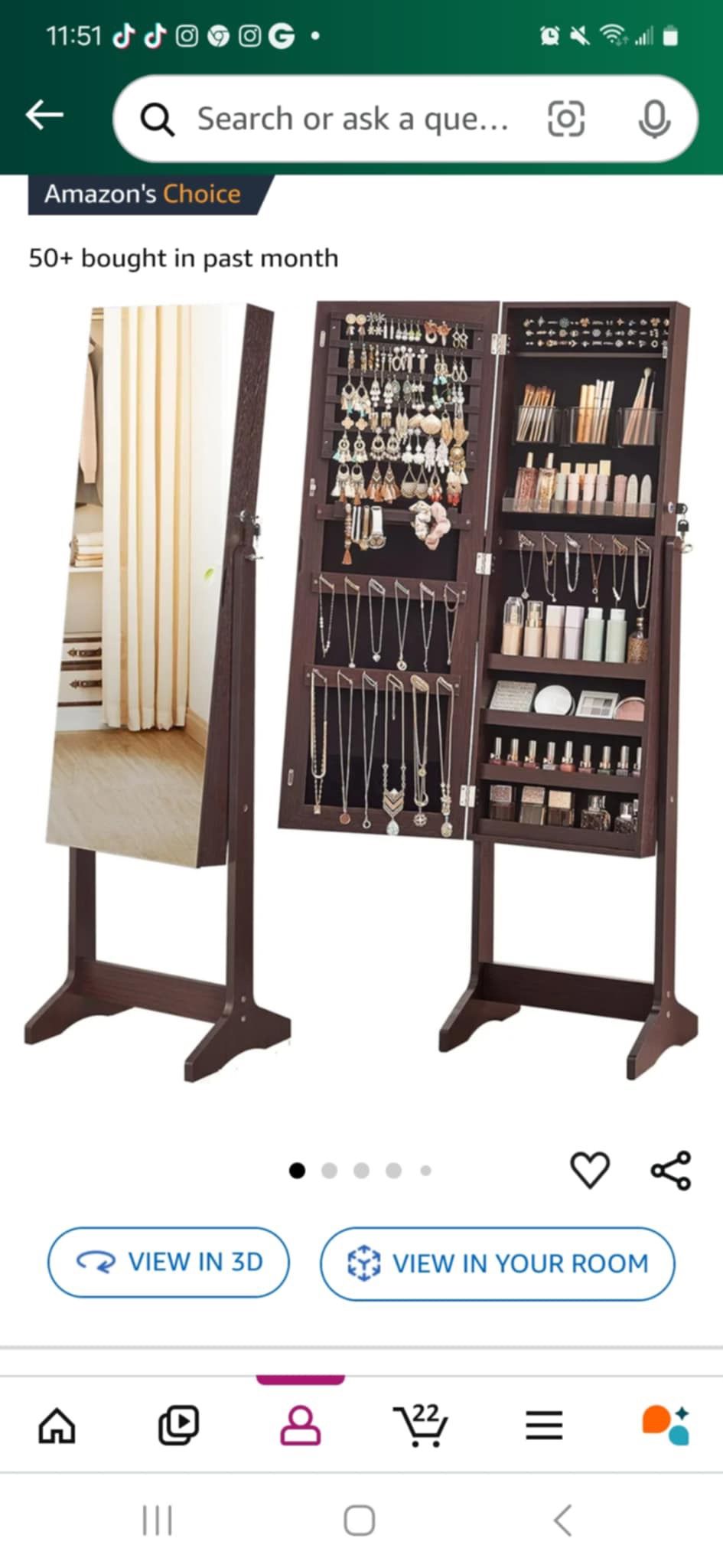 Standing Mirror Jewelry Box