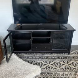 Solid Wood Entertainment System With Glass Doors 