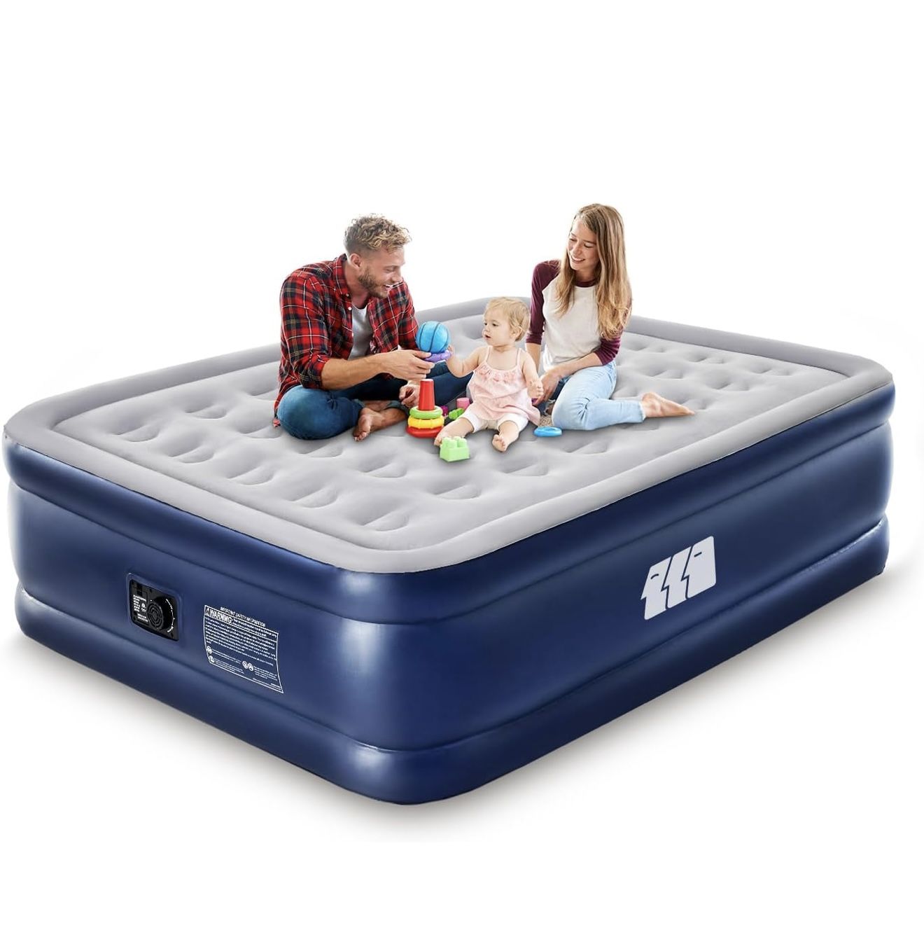 Full Air Mattress with Built in Pump,18" Raised Blow up Air Bed,3 Mins Quick Self-Inflation/Deflation,600lbs Max, Strong Support,Foldable Inflatable M