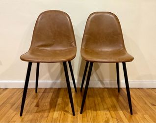 Dining chairs, cognac faux leather
