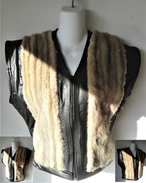 Female Sable Mink/Black Leather Vest
