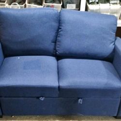 60.2" Linen Upholstered Convertible Sofa Bed with USB Charging Port