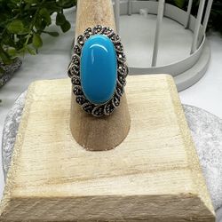 925 Silver Marcasite Ring With Turq