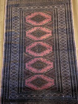 ORIENTAL HANDMADE BOCARA BLACK & PINK 37” X 59”