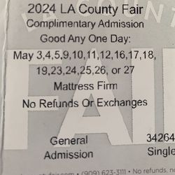 3 GA Single Day LA County Fair Tickets