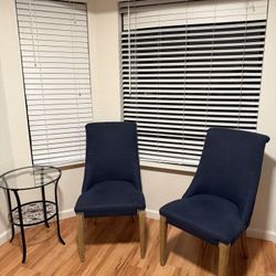 Pair Of Blue Navy Chairs In Good Shape 