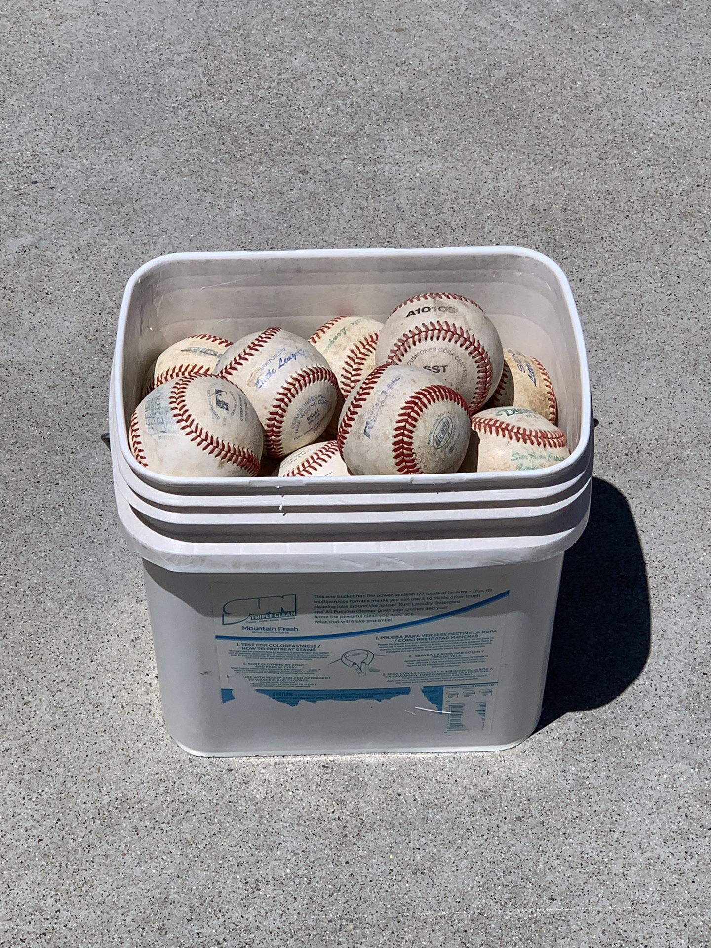 Bucket With 25 Assorted Used Baseballs