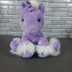 Aurora World Dreaming of You Plush mythical creature Unicorn and with single silver and purple  glittery horn , Purple, 14"