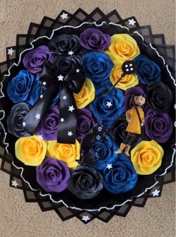 Coraline Themed Artificial Rose Bouquet