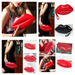 Red lip shaped clutch/wristlet/ cross body
