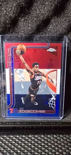 VJ EDGECOMBE 2025-26 TOPPS CHROME ROOKIE RED WHITE BLUE REFRACTOR RC