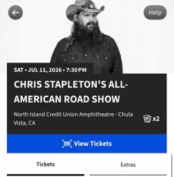 Chris Stapleton - 2 Tickets - Saturday Show