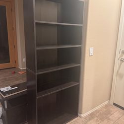 Tall Dark Brown Bookcase – 5 Shelves