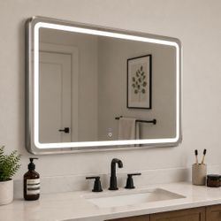 28 X 36 Led Bathroom Mirror Defogger With Metal Edge
