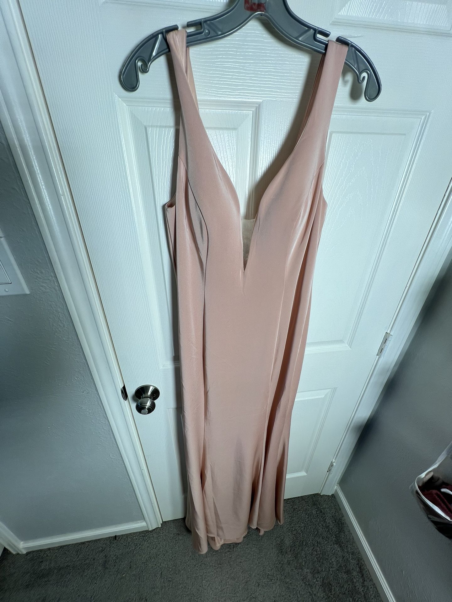 Size Large(10-14)Full Length Sleeveless Nude/blush Evening Dress