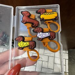 Set of four (4) dachshund straw toppers