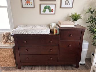 Dark Cherry Wood Dresser Changing Table Combo