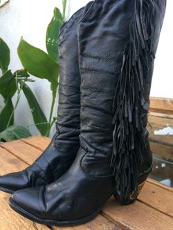 Zodiac leather fringe boots