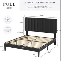 Velvet Black Full Size Bed Frame
