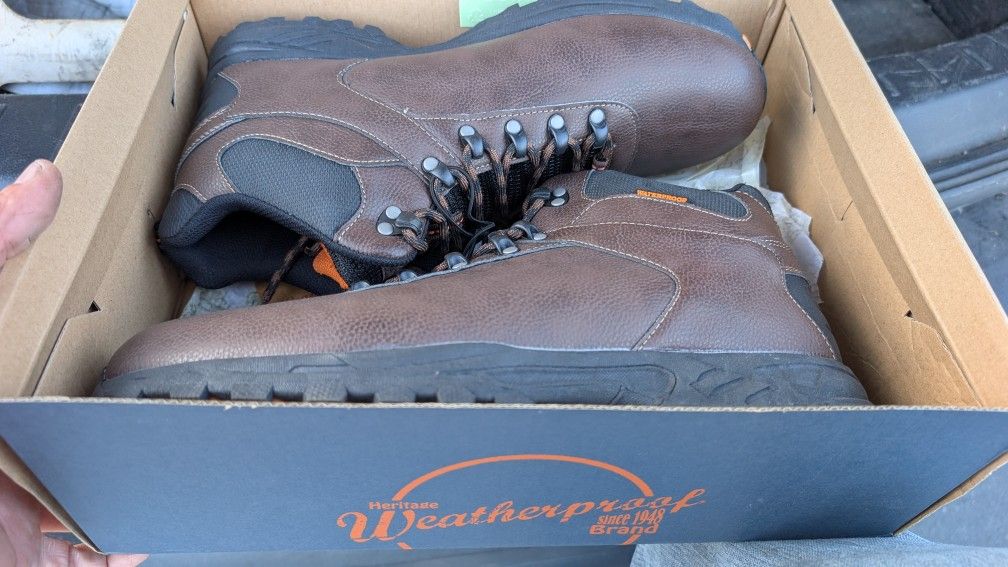 New In Box Hiking / Work Boots Size 12 Jason Brown & Black Boot Pair Shoes Men's
