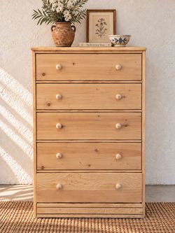 Refinished Pine 5-Drawer Chest • Solid Wood Cottage Dresser