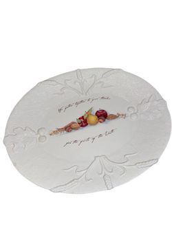 Large Fall Harvest Serving Platter. Thanksgiving Fruit Ceramic Platter