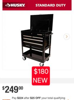 ✨️ Husky 33 in. W 4-Drawer Mechanics Tool Utility Cart in Gloss Black #0142 Yd20