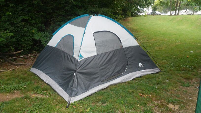 Camping equipment Tent-two sleeping bags -porta potty