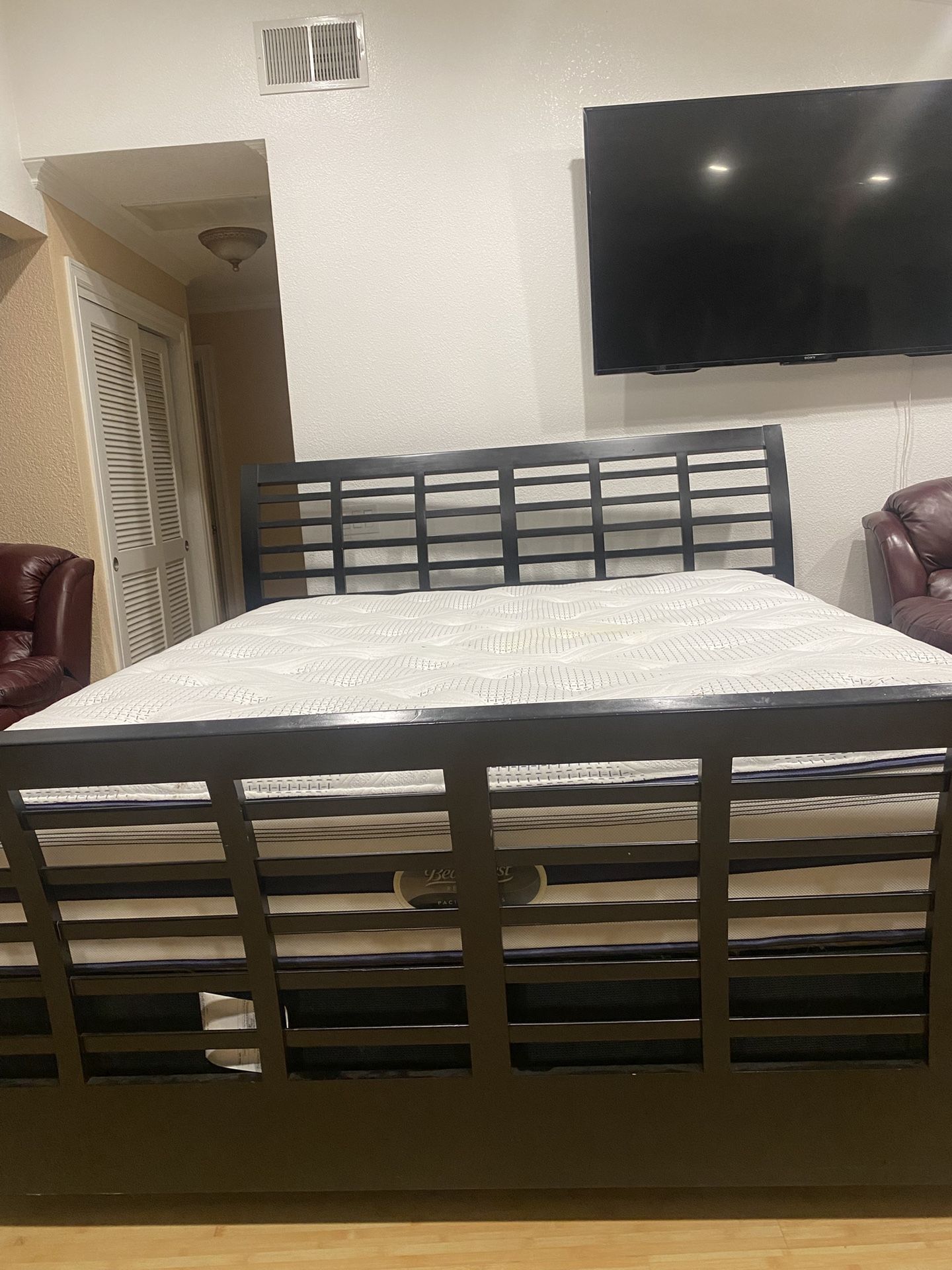 Cal King Bad Frame,box Spring And Mattress