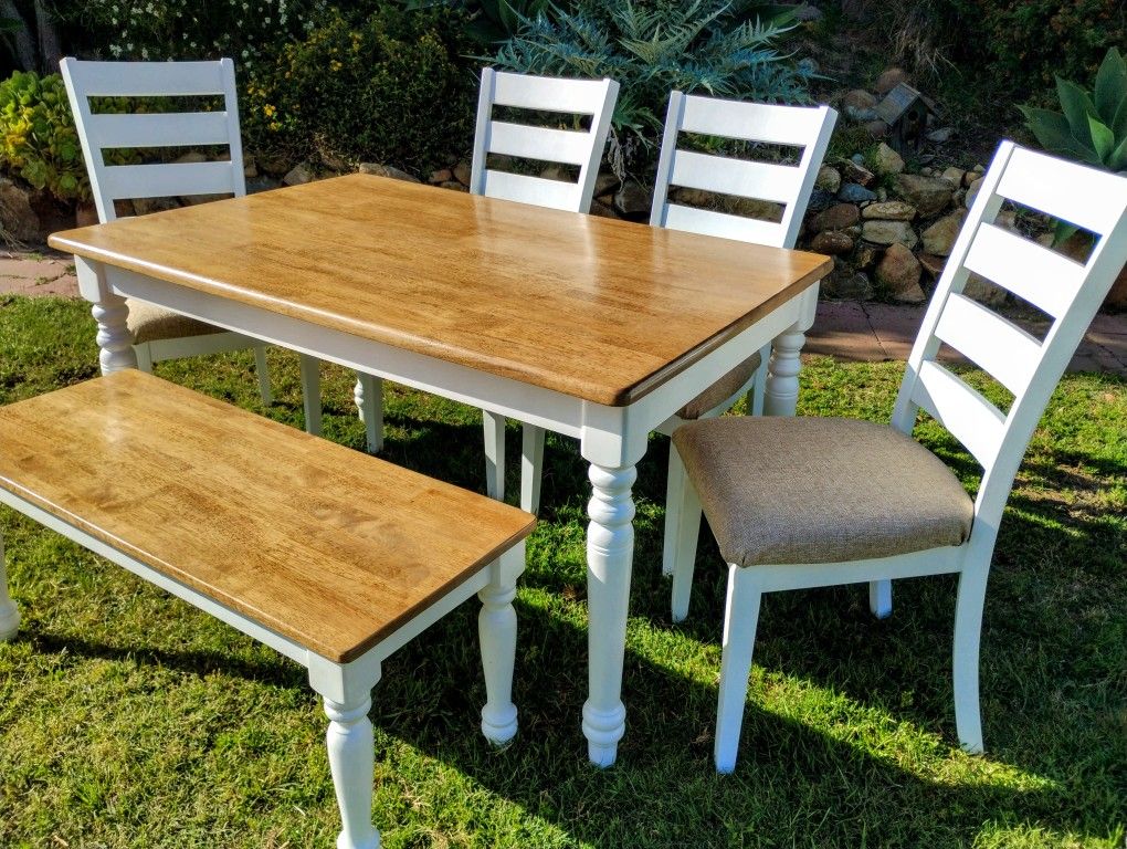 Dining Table Chairs And Bench Handcrafted Kitchen Table Set