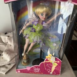 2003 Brass Key Disneys Peter Pan Tinker Bell Porcelain Keepsake Doll Box Is A Beat Up But Was Never Opened 