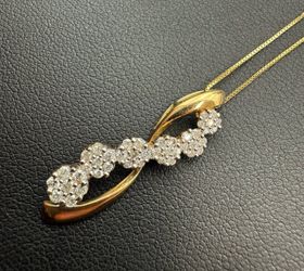 10k solid yellow gold Necklace chain with infinity pendant 19” 0.7mm mm 1.9 grams 0.8CTW
