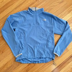 Women Medium - North Face Blue Pullover Active Jacket Quarter Zip Crewneck