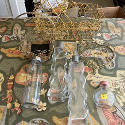 Antique Collectibles Baskets And The Bottles 