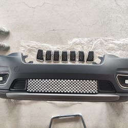 Complete Front Bumper Assembly With Upper And Lower Grilles For 2019 2020 2021 2022 Jeep Cherokee