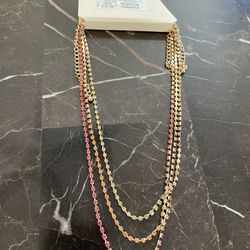 Brand New Rhinestone Studded Set Of 3 Necklaces