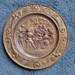 VINTAGE BAXTER-SHIRLE KICKLY BRASS 15" WALL HANGING PLATE