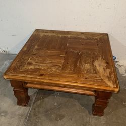Wooden Coffee Table With Matching Side Table 