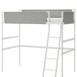 Loft bed frame, white/light gray, Twin