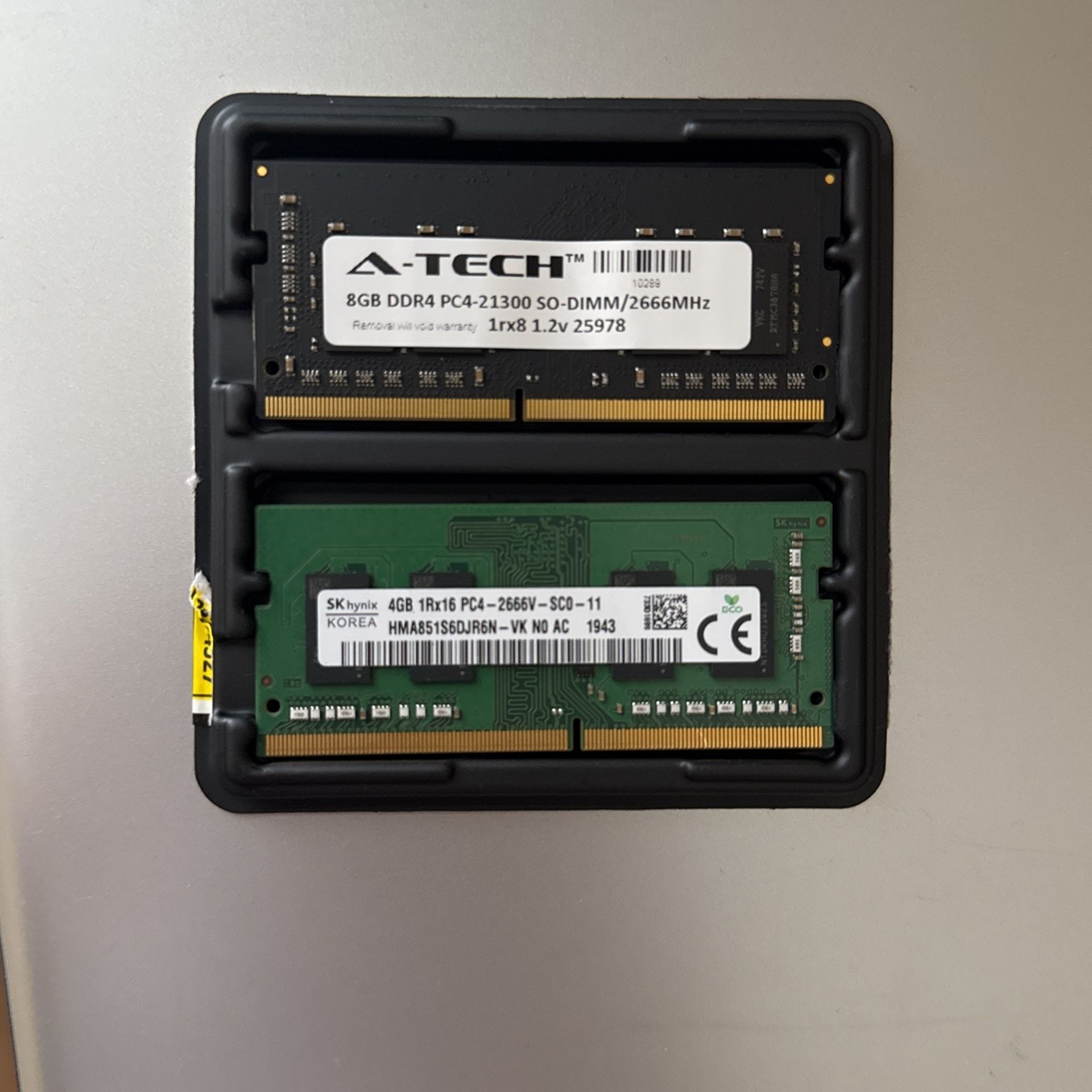 12 GB DDR4 2.66K Mhz Ram (1x8gb Ram Stick And 1x4gb Stick)