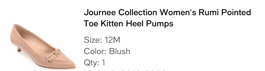 Women's Rumi Pointed Toe Kitten Heel Pumps Size 12M